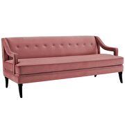 Button tufted performance velvet sofa in dusty rose additional photo 3 of 3