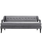 Button tufted performance velvet sofa in gray additional photo 2 of 6