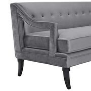 Button tufted performance velvet sofa in gray additional photo 5 of 6