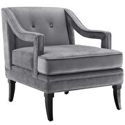 Button tufted performance velvet chair in gray additional photo 2 of 3