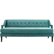 Button tufted performance velvet sofa in teal additional photo 2 of 6