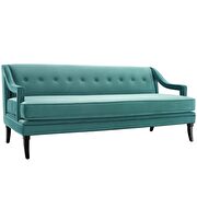 Button tufted performance velvet sofa in teal additional photo 3 of 6