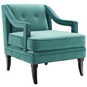 Button tufted performance velvet chair in teal additional photo 2 of 3
