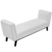 Tufted button faux leather accent bench in white by Modway additional picture 4