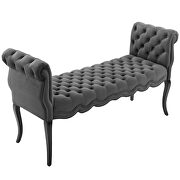 Chesterfield style button tufted performance velvet bench in gray additional photo 3 of 7