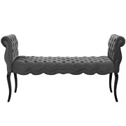 Chesterfield style button tufted performance velvet bench in gray additional photo 4 of 7