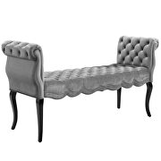 Chesterfield style button tufted performance velvet bench in light gray by Modway additional picture 7
