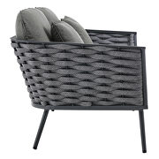Gray charcoal finish outdoor patio aluminum loveseat by Modway additional picture 3
