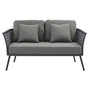 Gray charcoal finish outdoor patio aluminum loveseat by Modway additional picture 4