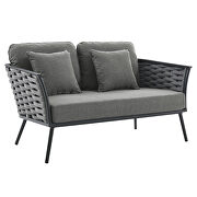 Gray charcoal finish outdoor patio aluminum loveseat by Modway additional picture 6