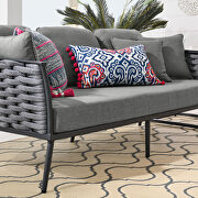 Outdoor patio aluminum sofa in gray charcoal by Modway additional picture 2