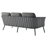 Outdoor patio aluminum sofa in gray charcoal by Modway additional picture 5