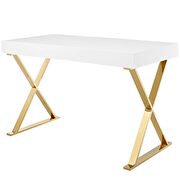 White top / gold legs and base contemporary office desk by Modway additional picture 2