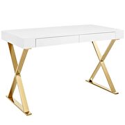 White top / gold legs and base contemporary office desk by Modway additional picture 4