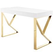 White / gold office computer desk by Modway additional picture 3