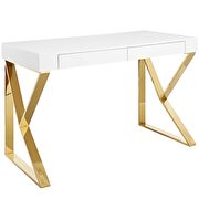 White / gold office computer desk by Modway additional picture 4