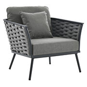 Outdoor patio aluminum armchair in gray charcoal finish by Modway additional picture 2