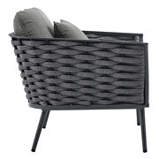 Outdoor patio aluminum armchair in gray charcoal finish by Modway additional picture 3