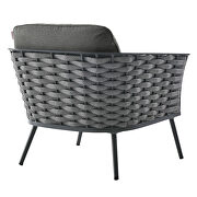 Outdoor patio aluminum armchair in gray charcoal finish by Modway additional picture 4
