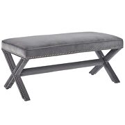 Performance velvet bench in gray additional photo 2 of 4