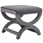 Upholstered nailhead trim performance velvet ottoman in gray by Modway additional picture 2