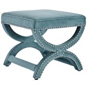 Upholstered nailhead trim performance velvet ottoman in sea blue by Modway additional picture 2