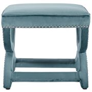 Upholstered nailhead trim performance velvet ottoman in sea blue by Modway additional picture 3