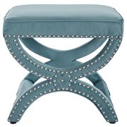 Upholstered nailhead trim performance velvet ottoman in sea blue by Modway additional picture 4
