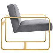 Glam style / golden legs / gray velvet chair additional photo 3 of 4
