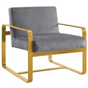 Glam style / golden legs / gray velvet chair additional photo 4 of 4