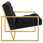 Gold stainless steel performance velvet accent chair in black additional photo 3 of 5