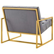 Gold stainless steel performance velvet accent chair in gray additional photo 2 of 5