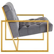 Gold stainless steel performance velvet accent chair in gray additional photo 3 of 5