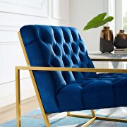 Gold stainless steel performance velvet accent chair in navy by Modway additional picture 6