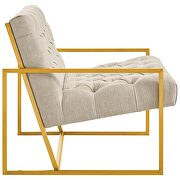 Gold stainless steel upholstered fabric accent chair in beige additional photo 3 of 4