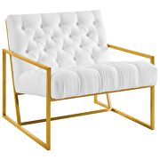Gold stainless steel upholstered fabric accent chair in white by Modway additional picture 5