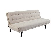 Tufted convertible fabric sofa bed in beige additional photo 3 of 6