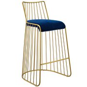 Gold stainless steel performance velvet bar stool in gold navy by Modway additional picture 5