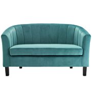 Channel tufted performance velvet loveseat in teal additional photo 3 of 4