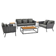 6 piece outdoor patio aluminum sectional sofa set in gray charcoal finish by Modway additional picture 3