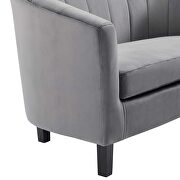 Channel tufted performance velvet armchair in gray additional photo 2 of 6