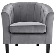 Channel tufted performance velvet armchair in gray additional photo 5 of 6