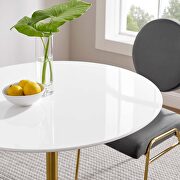 Round wood dining table in gold white additional photo 2 of 7