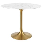 Round artificial marble dining table in gold white additional photo 4 of 7