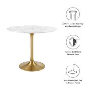 Round artificial marble dining table in gold white by Modway additional picture 7