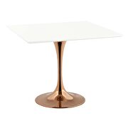 Square wood top dining table in rose white by Modway additional picture 3