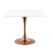 Square wood top dining table in rose white by Modway additional picture 4