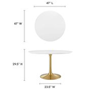 Round wood dining table in gold white by Modway additional picture 8