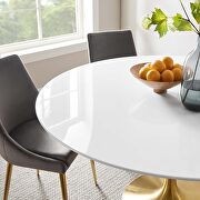 Round wood dining table in gold white by Modway additional picture 2