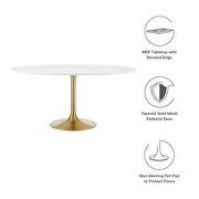 Round wood dining table in gold white by Modway additional picture 7